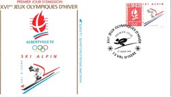 Enveloppe 1er jour Albertville 92-Ski Alpin