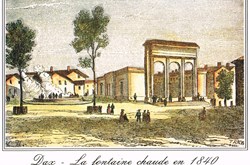 France-Landes-Dax-La fontaine chaude-gravure de 1840