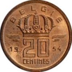 20 Centimes ( Néerlandais) Mineur Belgique 1953