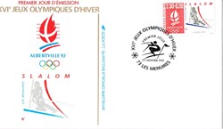Enveloppe 1er jour Albertville 92-Slalom
