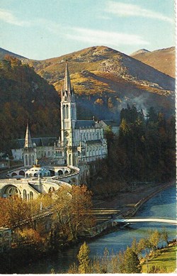 France-Haute Pyrénées-Lourdes-La Basilique et le Gave