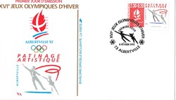 Enveloppe 1er jour Albertville 92-Patinage Artistique