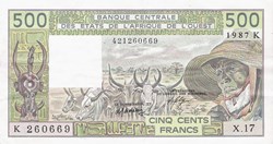 Etats de l'Afrique de l'Ouest-500 Fr 1986 K