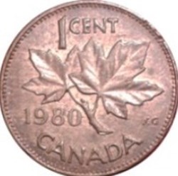 1 cent - Élisabeth II Diadème modifié/Ramille d'érable/Poids réduit Maple Leaf Canada 1980