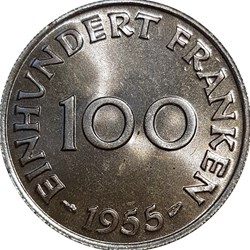 100 franken-Sarre Allemagne 1955