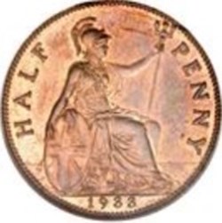 ½ penny George V 2e effigie, petite tête Angleterre 1928