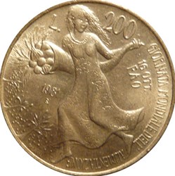 200 lires Journée mondiale de l'alimentation Italie 1981