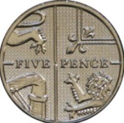 5 pence Elizabeth II 4e effigie, type blason 2014 Angleterre