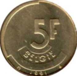5 Francs Belgique (néerlandais) 1986
