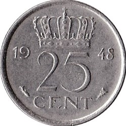 25 cent Pays-Bas 1948
