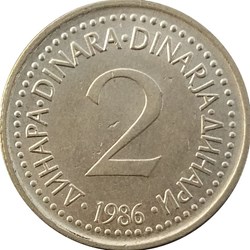 2 Dinar Yougoslavie 1985
