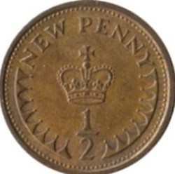 ½ nouveau penny Elizabeth II 2e portrait 1976