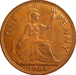 1 penny Elizabeth II 1re effigie Angleterre , sans "BRITT:OMN:" 1967