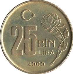 25 bin lira rose Turquie 1998