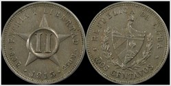 Cuba 1915 Dos Centavos
