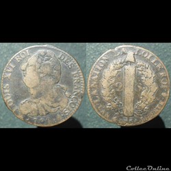 Louis XVI 2 sols aux faisceaux Paris 1792