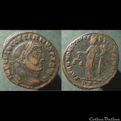 Dioclétien, nummus, Ticinum, Sacra Moneta, PT.