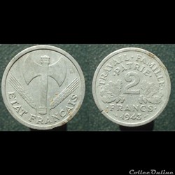 Etat français, 2 francs, 1943