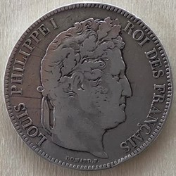 Louis-Philippe 1er - tête laurée - 5 Francs Domard 2ème type - 1843 W