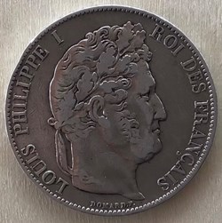 Louis-Philippe 1er - tête laurée - 5 Francs Domard 3ème type - 1847 A