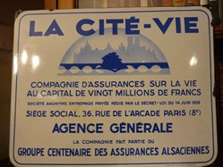 PLAQUE EMAILLEE AGENCE GENERALE "LA CITE VIE"
