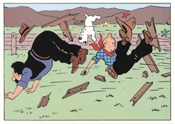 Carte - Moulinsart - 12x17 - Double+Enveloppe - Tintin cowboy (129)