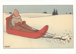 Carte - Moulinsart - 15x11 - Tintin en traineau (double)