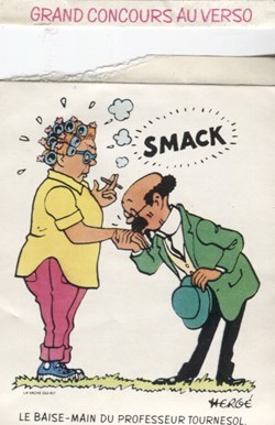 Autocollant - La vache qui rit - 1976 - Le baise-main du professeur Tournesol