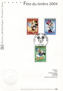 France - Notice 1er jour - Cachet - 2004 - Fête du timbre Mickey
