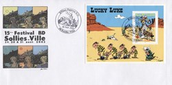 France - PAP - Oblitéré - 2003 - XVéme festival BD Solliès-Ville - Bloc Lucky Luke