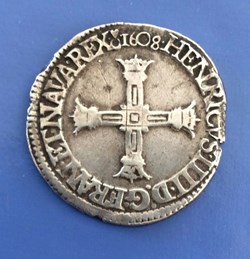 Quart d'écu Henri IV 1608 C