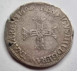 Quart d'écu Henri IV "à la petite croix" 160Z C