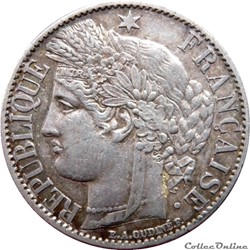 1 Franc Cérès, IIIe République 1872 A (Paris) F.216/5