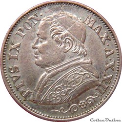 VATICAN ET ÉTATS PONTIFICAUX 10 Soldi (50 Centesimi) Pie IX an XXII 1868 R (Rome) Mont.389