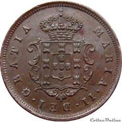 MOZAMBIQUE 2 Réis frappe au nom de Marie II (Maria) 1853 KM.25