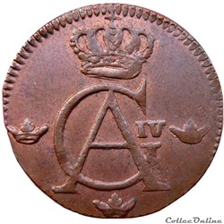 SUÈDE 1/12 Skilling monogramme du roi Gustave IV Adolphe 1808 KM.19/563