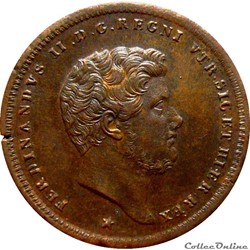 ITALIE - ROYAUME DES DEUX-SICILES 2 Tornesi Ferdinand II / couronne étoile 1852 (Naples) Mont.1117