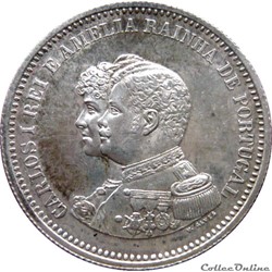 PORTUGAL 200 Réis Charles Ier et Amélie / 400ème anniversaire découverte des Indes 1898 Gom.10.01