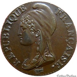 5 centimes Dupré, petit module 1796 A (Paris) F.113/1