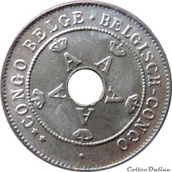 CONGO BELGE 10 Centimes monogrammes du roi Albert 1927 KM.20/18