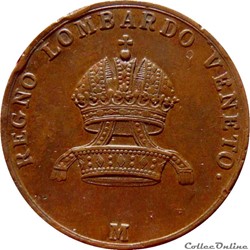 ITALIE 5 Centesimi Royaume de Lombardie-Vénitie sous domination autrichienne 1822 M (Milan) Mont.376