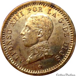 ESPAGNE 2 Centimos Alphonse XIII / armes couronnée 1911 PC V (Madrid) KM.20/732