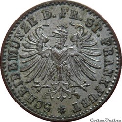 EN VENTE 1 kreuzer Ville libre de Francfort : aigle 1863 Francfort
