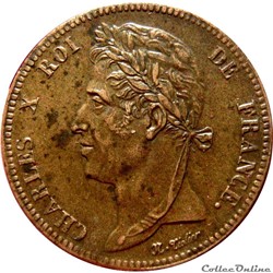 COLONIES FRANÇAISES - Guyane 5 Centimes Charles X 1830 A (Paris) Lec.302
