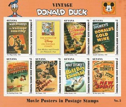 ZZZ Blocs (Guyana) 1993 Movie Posters Donald Duck n°2, n°3 et n°4