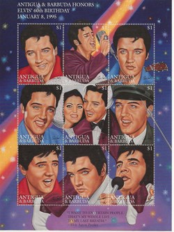 ZZZ Bloc (Antigua & Barbuda) 1995 65ème anniversaire d'Elvis Presley