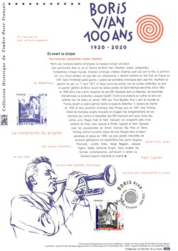 ZZZ 2020 Document philatélique Boris Vian