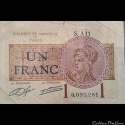 Un Francs-1919 - Chambre de commerce de Paris-