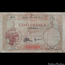 5 Francs - Banque de L'Indo-Chine - Nouméa