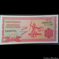 20 Francs Burundais 01-11-2007